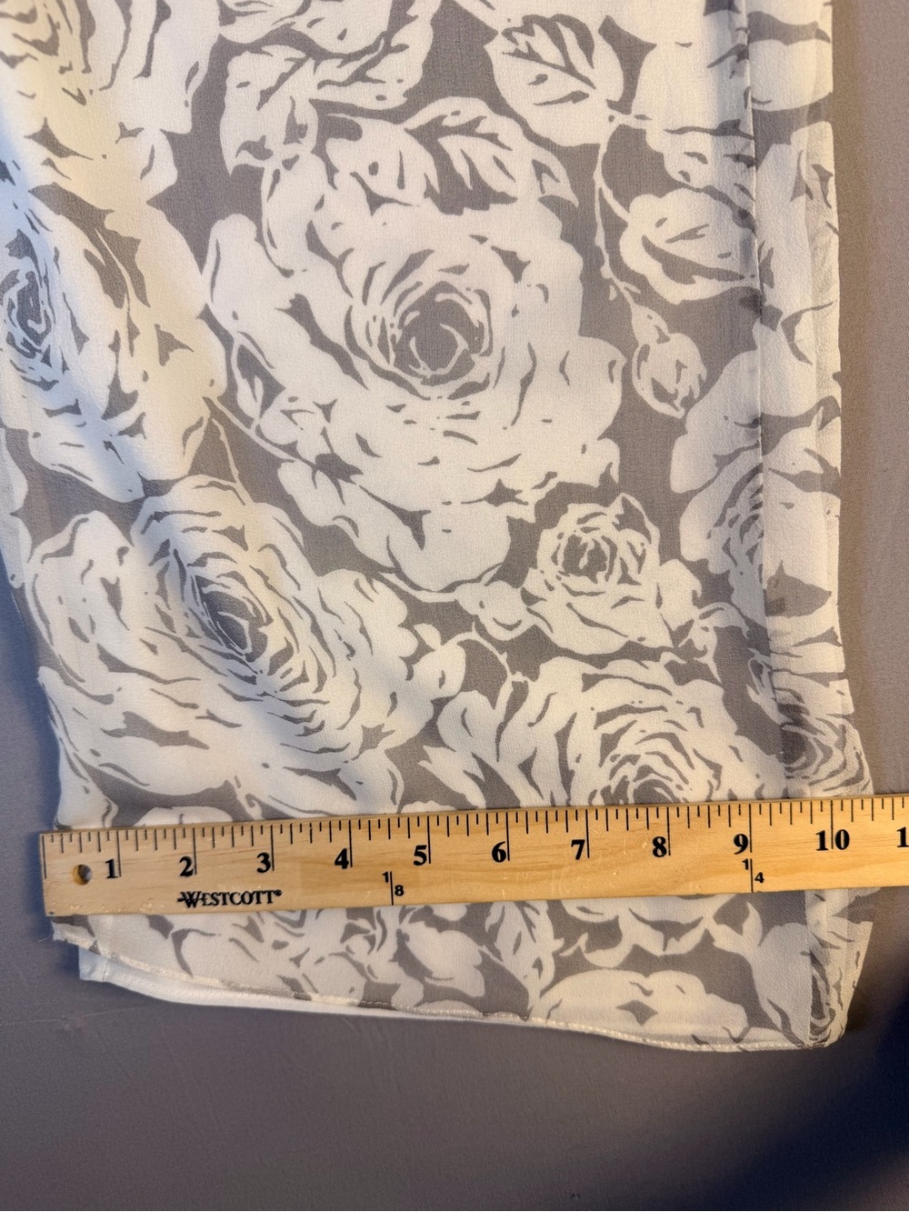 Linda Allard Ellen Tracy Size 2 100% Silk Pants Vintage Grey and White Floral - Picture 6 of 13